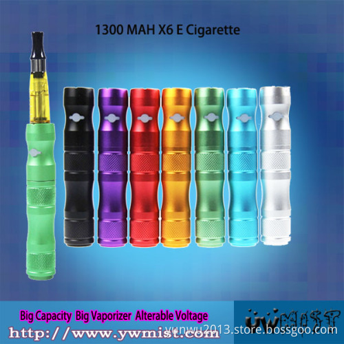 2014 Hottest Colorful 1300 mAh Variable Voltage X6 E Cigarette